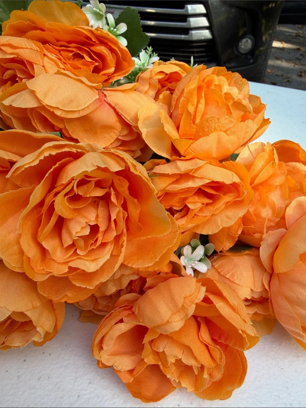 8 Pack Orange Peonies Artificial Flowers Fall Fake Silk Hydrangea Bouquets